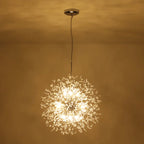 Dandelion 9-light Sputnik crystal chandelier with starburst design and sunburst ceiling lighting for modern interior decor