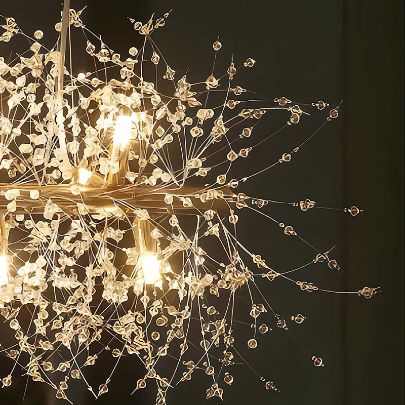 Light Dandelion Starburst ceiling pendant light by TheChandelierCo, featuring a sunburst design for kitchen island or linear lighting.