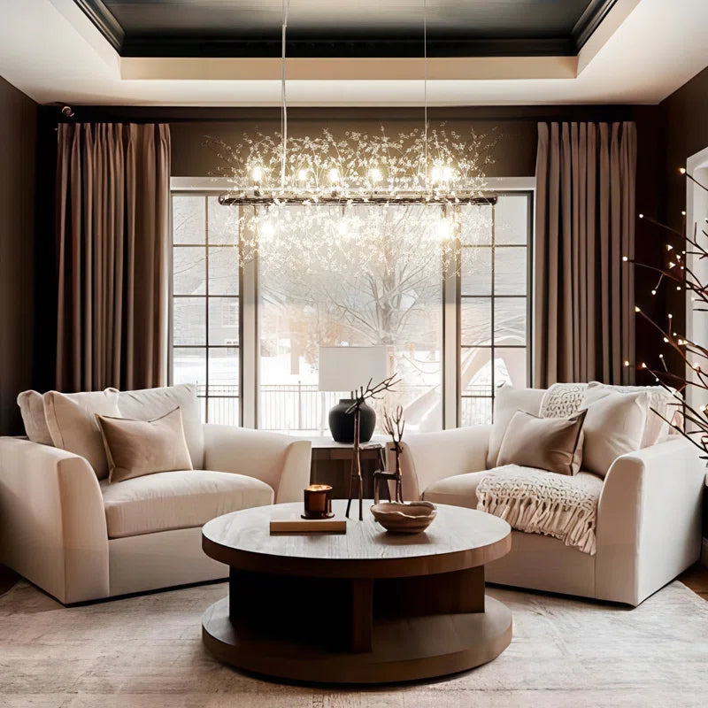 Light dandelion starburst ceiling pendant from TheChandelierCo, ideal for kitchen island lighting with a sunburst design.