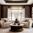 Light dandelion starburst ceiling pendant from TheChandelierCo, ideal for kitchen island lighting with a sunburst design.