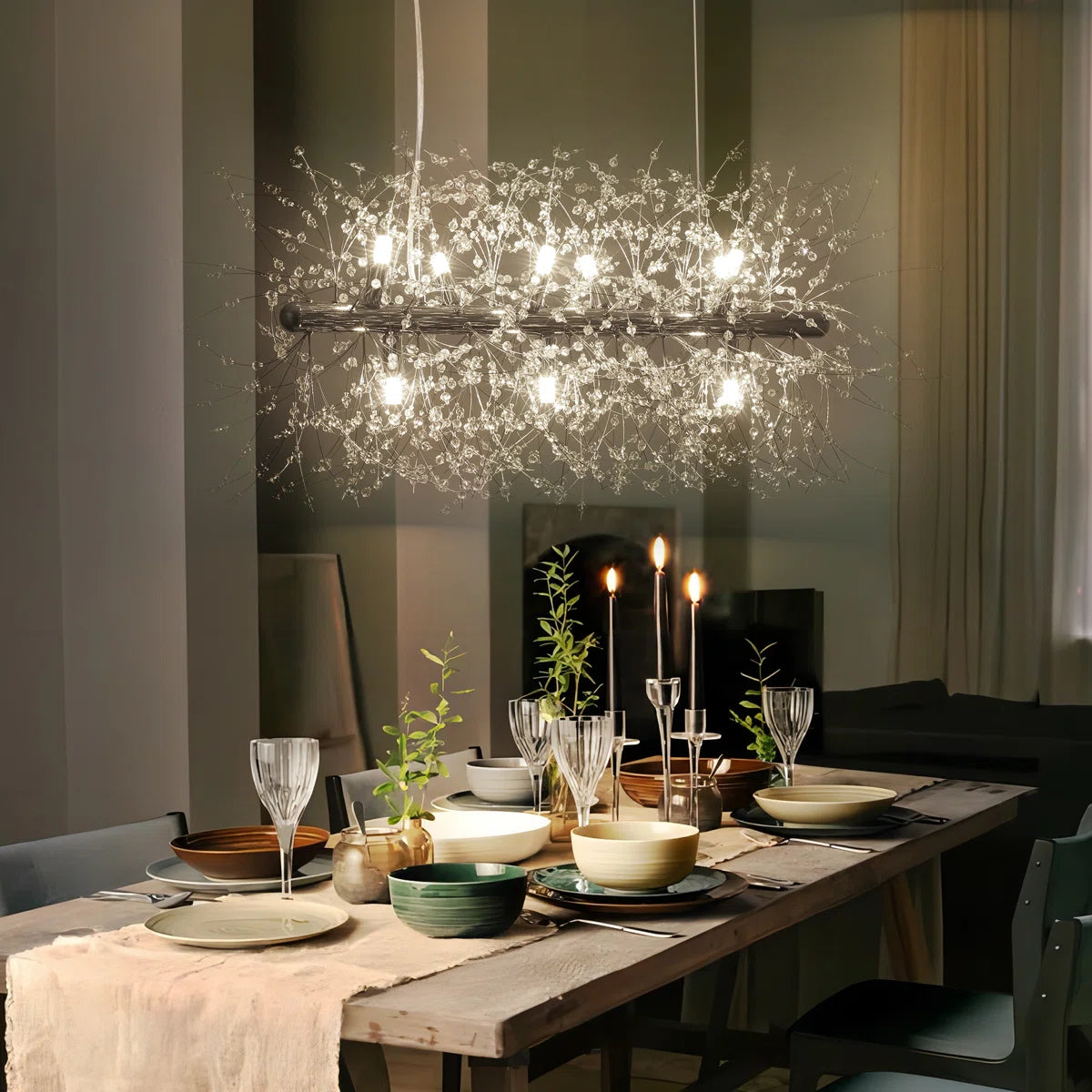 Light Dandelion Starburst ceiling pendant from TheChandelierCo, ideal for kitchen island lighting with a sunburst design.
