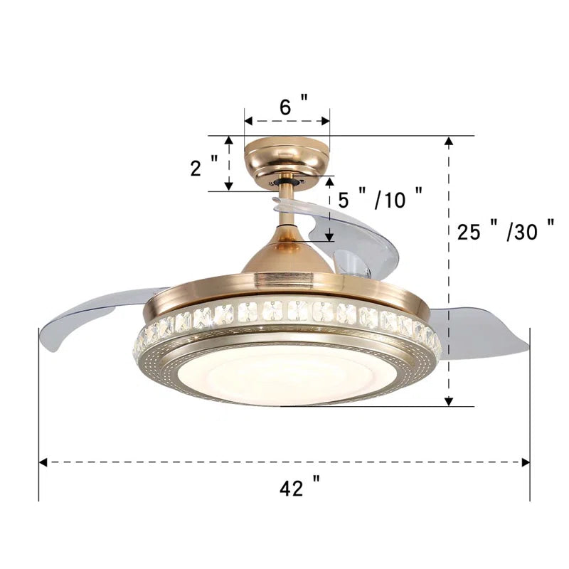 Diep 3-blade LED ceiling fan by TheChandelierCo with remote control, modern design, white finish, and integrated lighting.