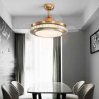 Diep 3-blade LED ceiling fan by TheChandelierCo with remote control, featuring modern design and integrated lighting for living spaces.