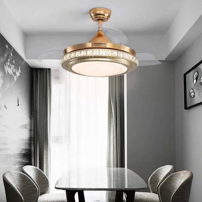 Diep 3-blade LED ceiling fan by TheChandelierCo with remote control, featuring modern design and integrated lighting for living spaces.