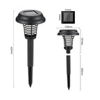 Set of two Droz black low voltage solar pathway lights with integrated LED, ideal for outdoor garden pathway illumination.