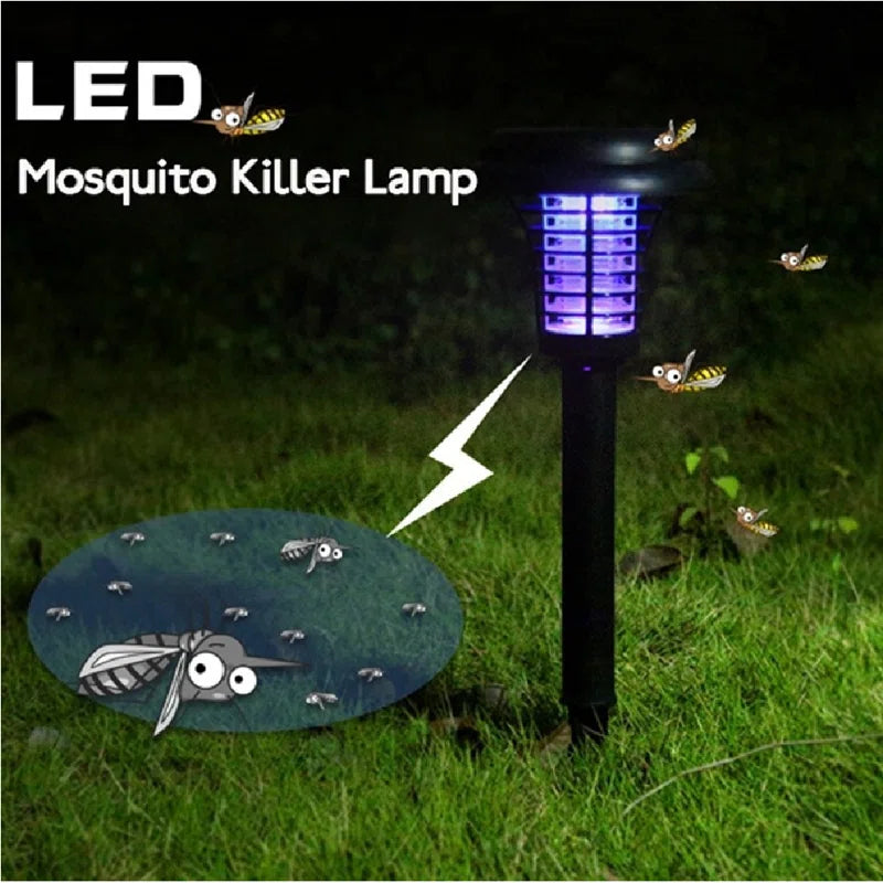 Set of two Droz black low voltage solar-powered LED pathway lights by TheChandelierCo, with integrated lighting for outdoor pathways.