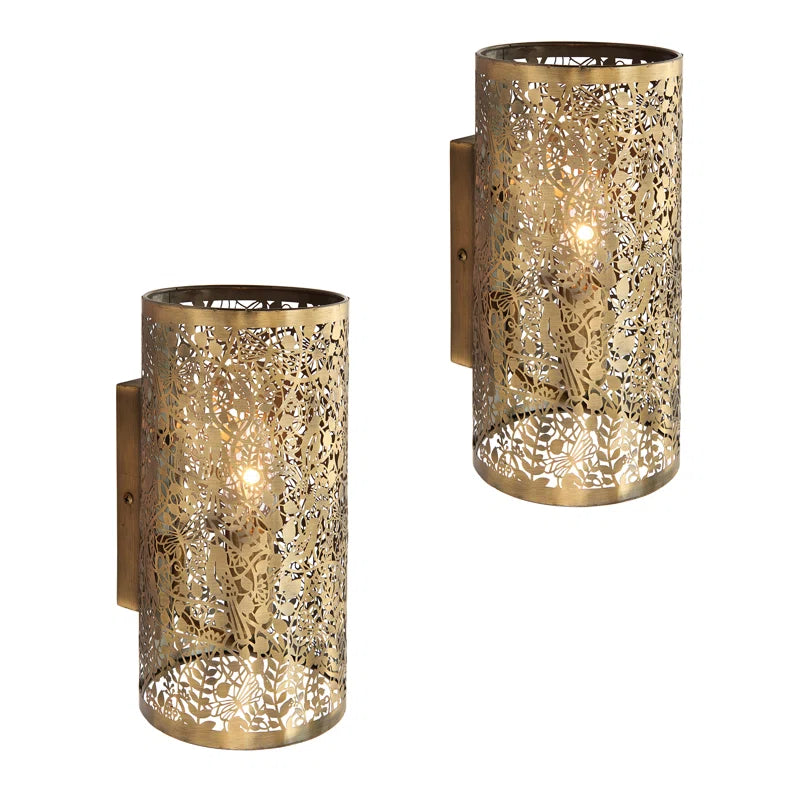 Set of two Edie Steel Flush Mounted Sconces by TheChandelierCo, featuring sleek steel design and modern wall-mount lighting.