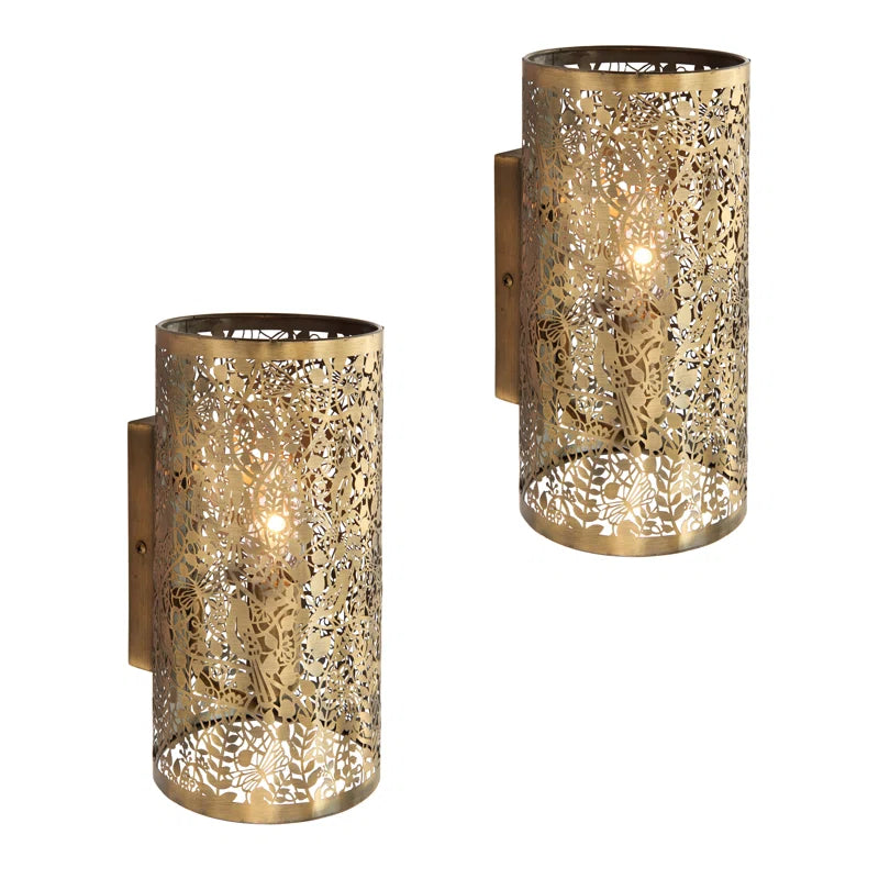 Set of 2 Edie Steel Flush Mounted Sconces by TheChandelierCo, modern wall-mounted lighting fixtures with sleek steel finish.