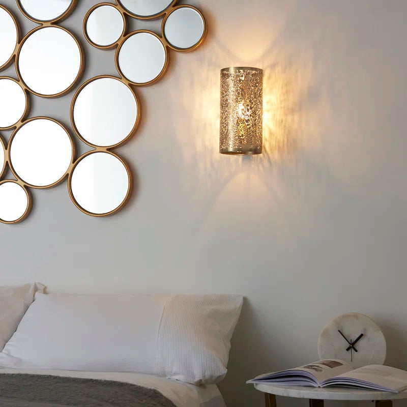 Set of two Edie Steel Flush Mounted Sconces by TheChandelierCo, showcasing sleek modern wall-mounted lighting fixtures with a steel finish.