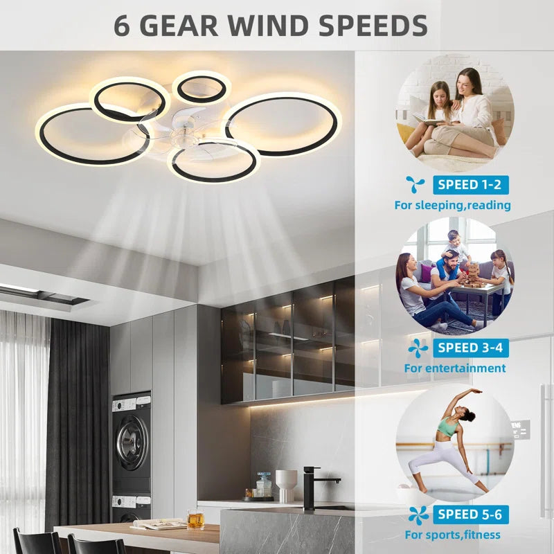 Elora 100cm LED reversible ceiling fan with lights and remote control, featuring dimmable fan speeds and modern design.
