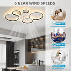Elora 100cm LED reversible ceiling fan with lights and remote control, featuring dimmable fan speeds and modern design.