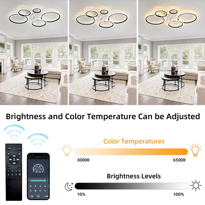 Elora 100cm LED reversible ceiling fan from TheChandelierCo with dimmable lights, remote control, and modern design.