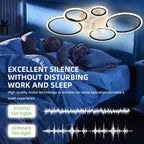 Elora 100cm LED reversible ceiling fan with lights, remote control, and dimmable feature, mounted on ceiling with blades visible