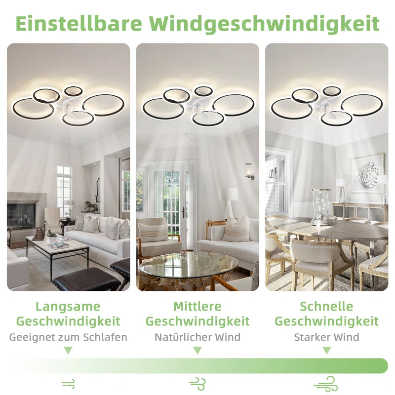 Elora 100cm LED reversible ceiling fan with dimmable lights, remote control, and modern design from TheChandelierCo.