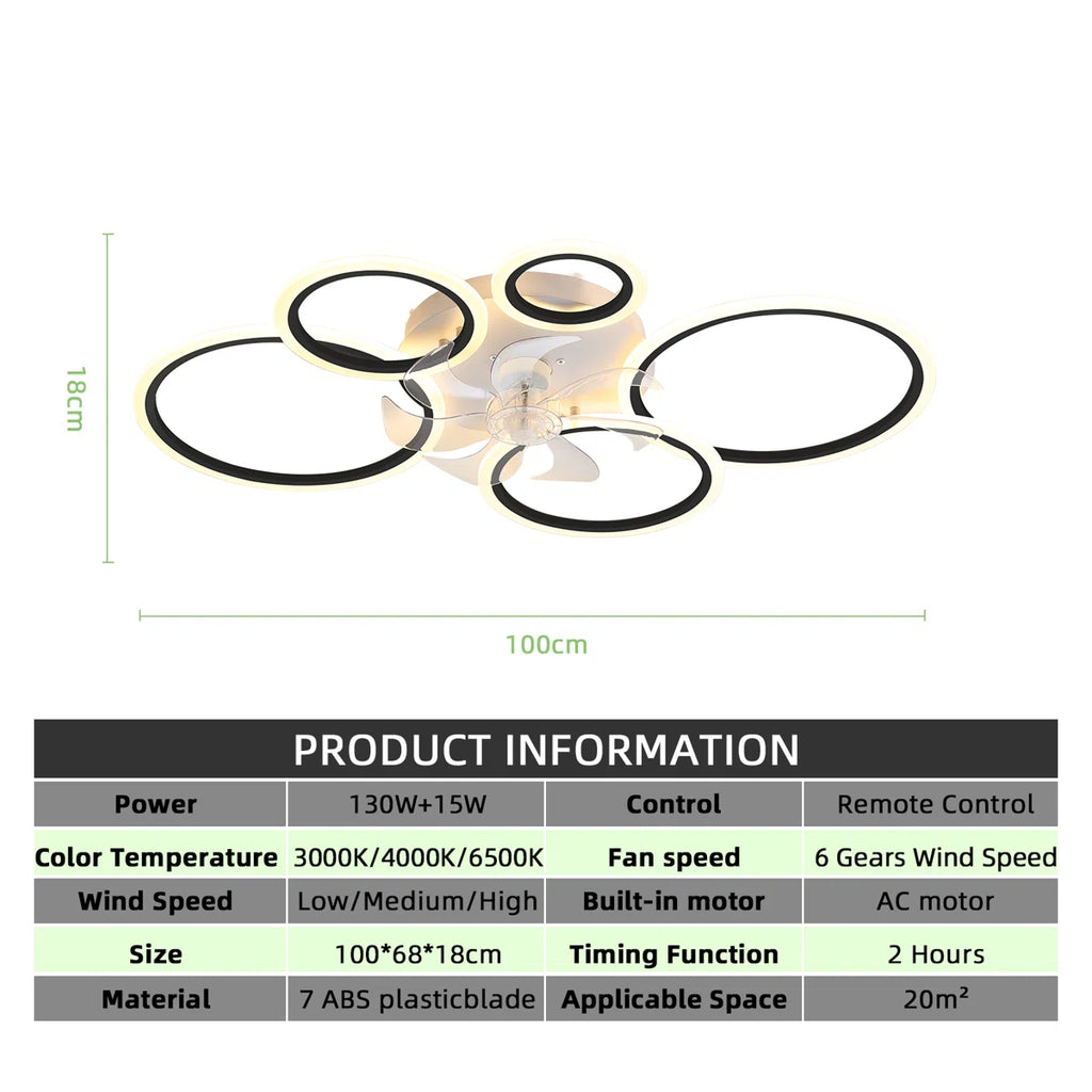 Elora 100cm LED reversible ceiling fan with lights, remote, and dimmable feature, in a modern design with metal blades.