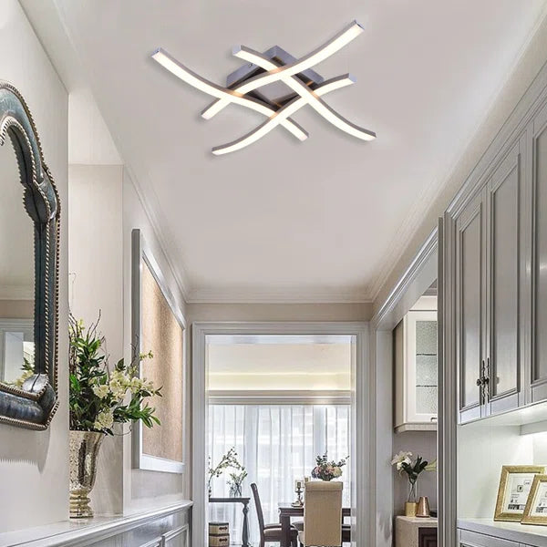 4-Light LED Sputnik Ceiling Light Curved Design Geometric Flush Mount Ceiling Lamp