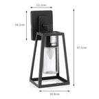 Garibay black outdoor wall lantern by TheChandelierCo, 37.5cm tall with warm white lighting, suitable for exterior wall mounting.