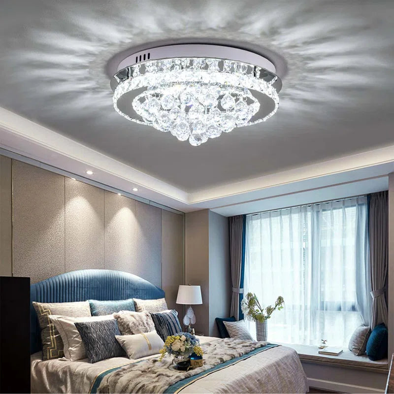 Hurt 40cm LED crystal flush mount light by TheChandelierCo with integrated lighting and elegant crystal design for ceiling installation.