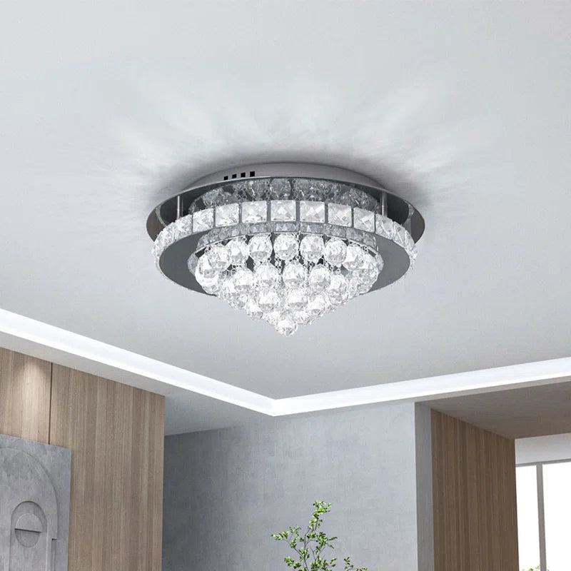 Hurt 40cm LED crystal integrated flush mount light with modern design and clear crystal accents, ideal for contemporary ceiling lighting.