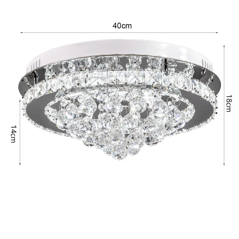 Hurt 40cm LED crystal integrated flush mount light by TheChandelierCo, featuring a modern design with sparkling crystal accents.
