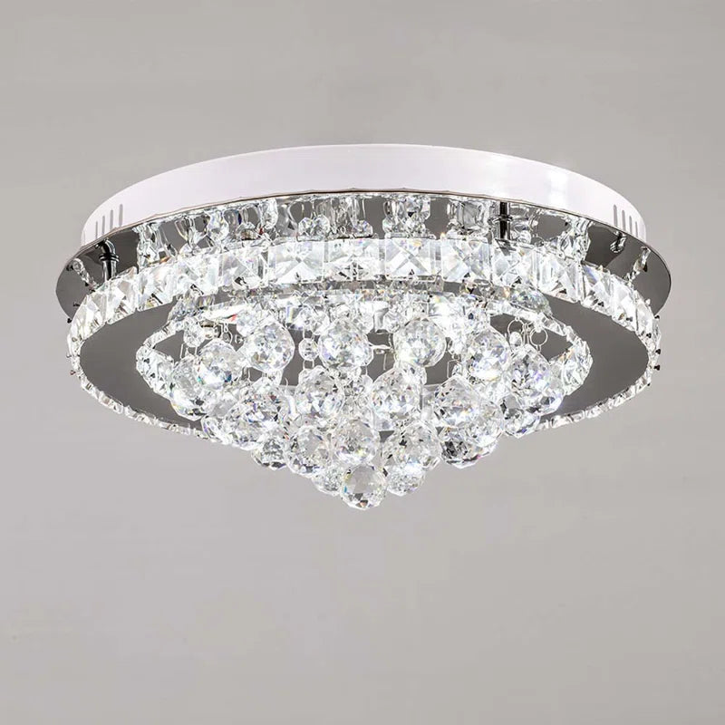 Hurt 40cm LED crystal flush mount light by TheChandelierCo with integrated lighting and modern design, featuring clear crystal accents.