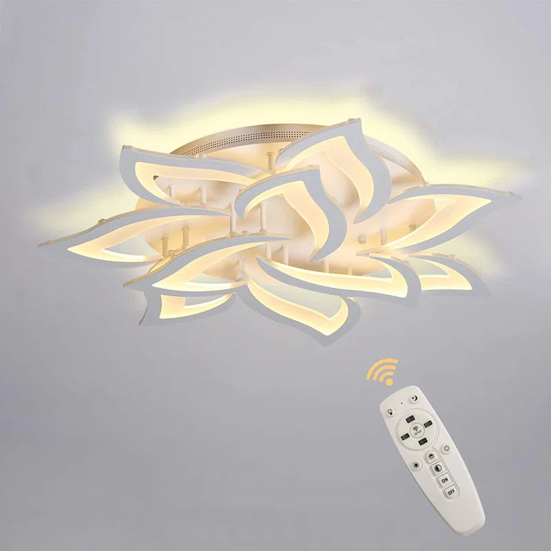 Izzabella 10-light acrylic LED flush mount chandelier with an 85cm diameter, modern design, and clear acrylic accents.