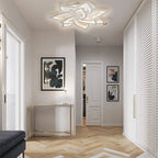 Izzabella 10-light acrylic LED flush mount chandelier, 85cm diameter, modern lighting fixture with sleek design.