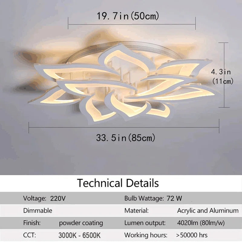 Izzabella 10-light acrylic LED flush mount chandelier, 85cm diameter, modern design with clear acrylic and sleek metal finish.