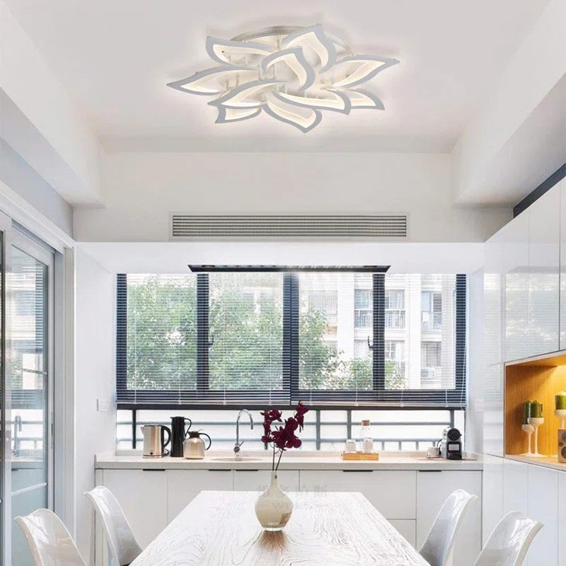 Izzabella 10-light acrylic LED flush mount chandelier, 85cm diameter, with sleek modern design and bright lighting.