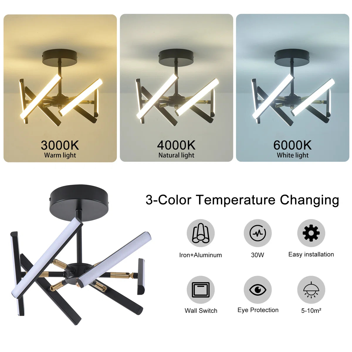 6 - Light Sputnik LED Chandelier