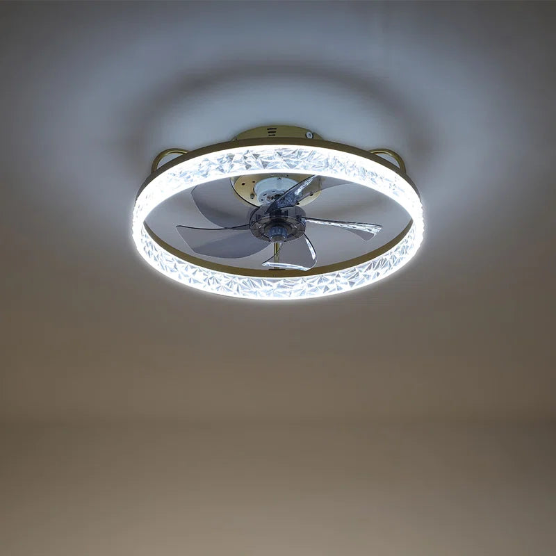 Kappa 48cm crystal ceiling fan with LED lights, featuring elegant crystal accents and modern design from TheChandelierCo.