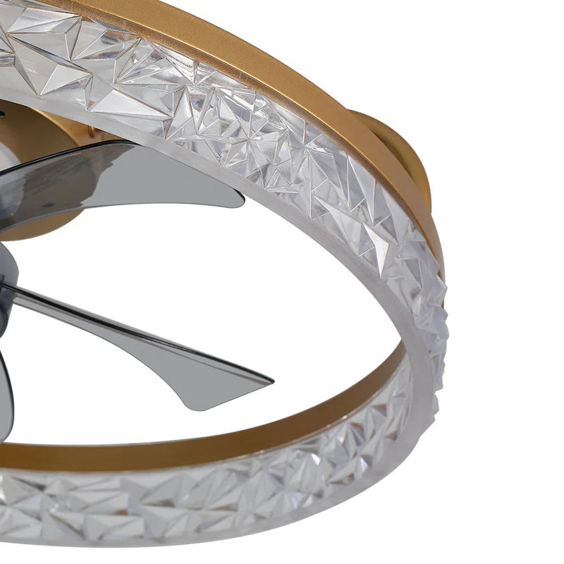 Kappa 48cm crystal ceiling fan with integrated LED lights, featuring a modern design and decorative crystal accents.