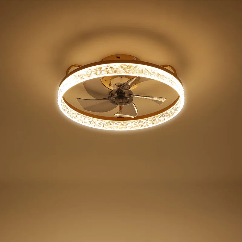 Kappa 48cm crystal ceiling fan with LED lights, modern design, featuring crystal accents and integrated lighting for stylish cooling.