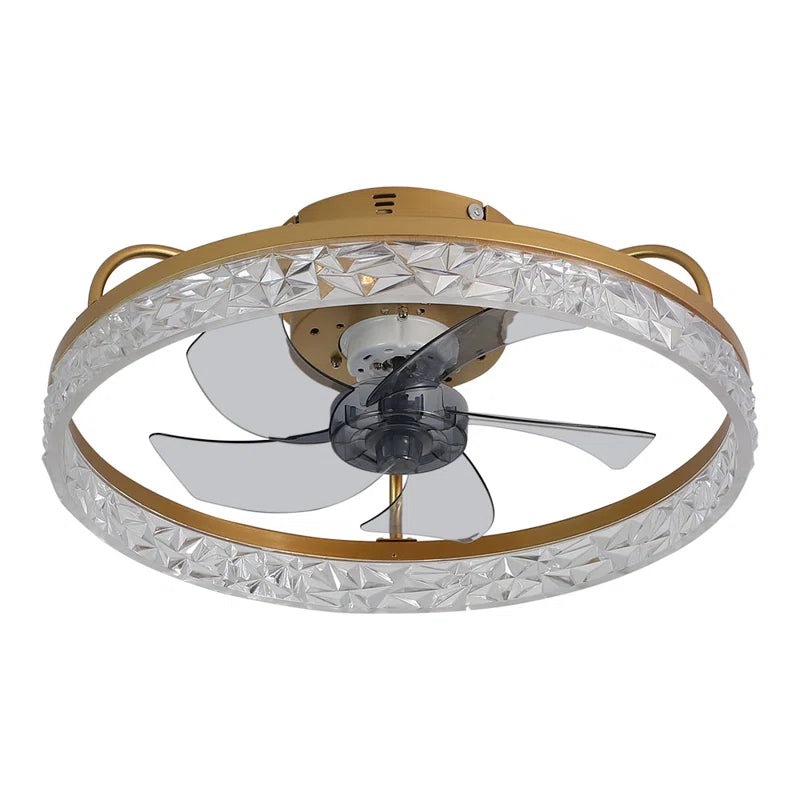 Kappa 48cm crystal ceiling fan with LED lights and decorative crystal accents, designed for modern home lighting and cooling.