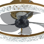 Kappa 48cm crystal ceiling fan with LED lights and modern design, featuring clear crystal accents and sleek metal finish.