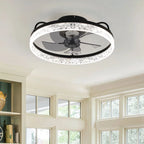 Kappa 48cm crystal ceiling fan with integrated LED lights, featuring a sleek design and modern crystal accents.