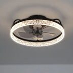 Kappa 48cm crystal ceiling fan with LED lights, featuring a modern design and elegant crystal accents.