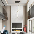Modern Keiri 9 LED staircase pendant by TheChandelierCo featuring a dimmable light cluster design.