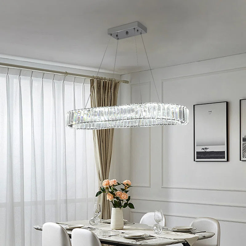 Elegant Kirt 1 Light Crystal LED chandelier by TheChandelierCo with sparkling crystal accents and modern design.