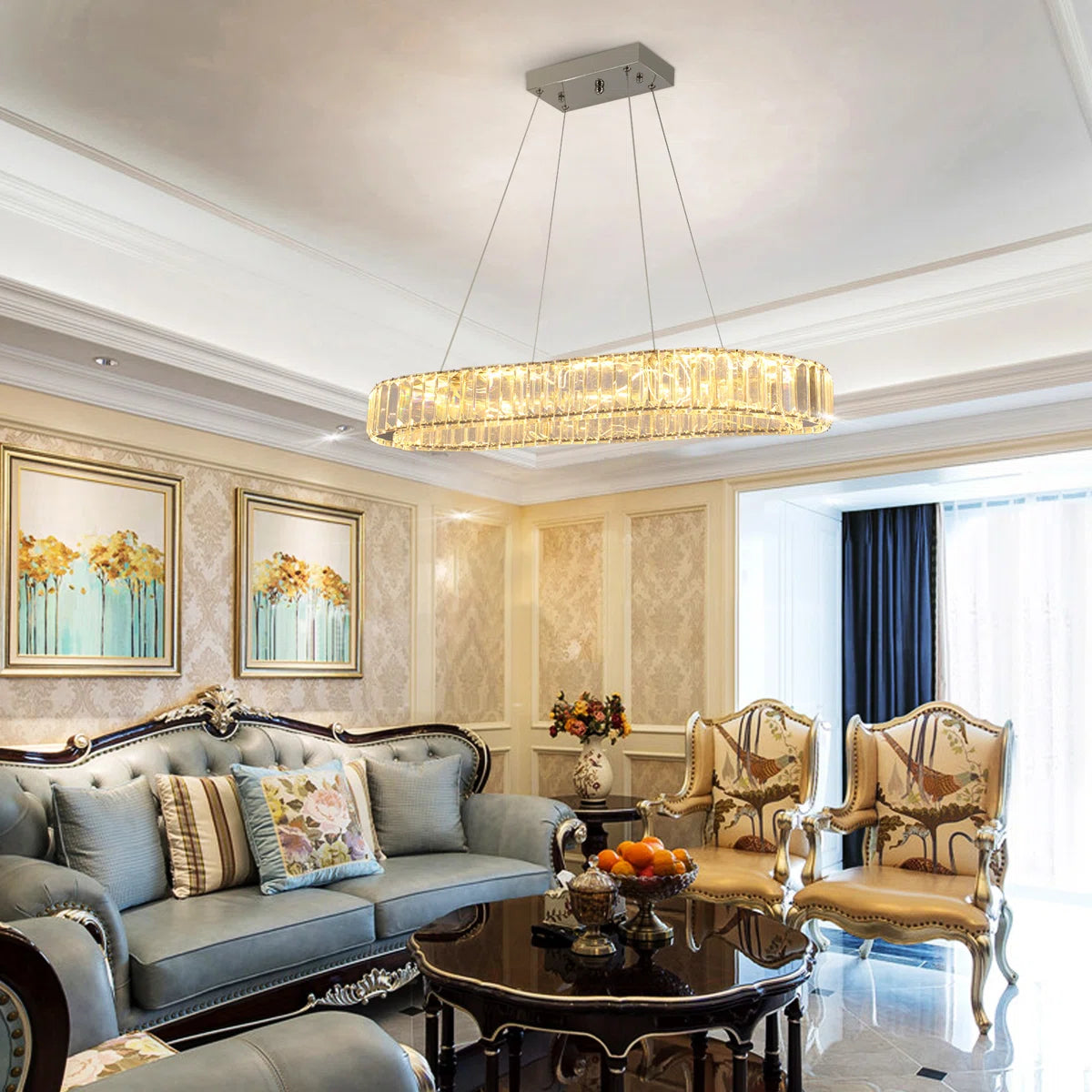 Elegant Kirt 1 Light Crystal LED Chandelier by TheChandelierCo with shimmering crystal accents and modern design.