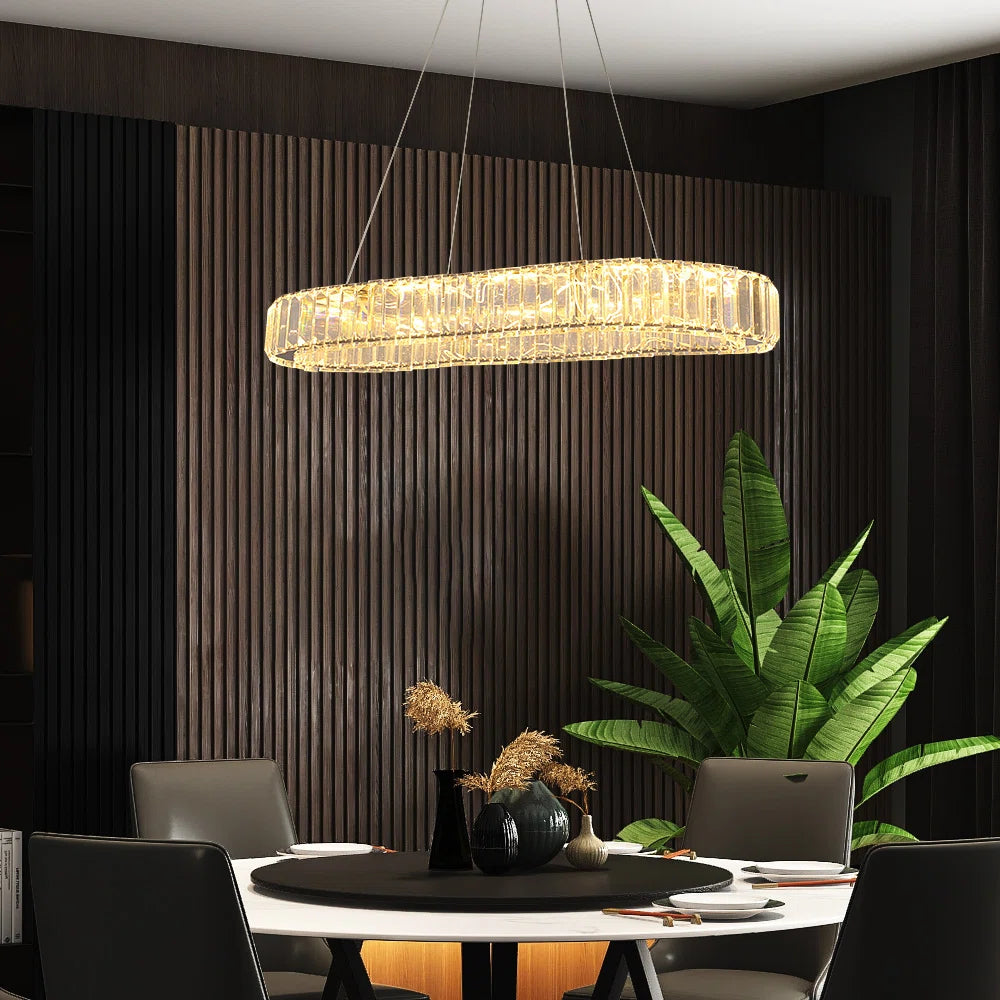Light Crystal LED Chandelier from Kirt 1 by TheChandelierCo, featuring shimmering crystal accents and modern illumination design.