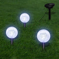 Set of three LED pathway lights by TheChandelierCo, modern outdoor lighting for garden walkways and landscaping.