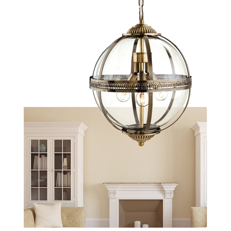 3 - Light Antique Brass Sphere Pendant