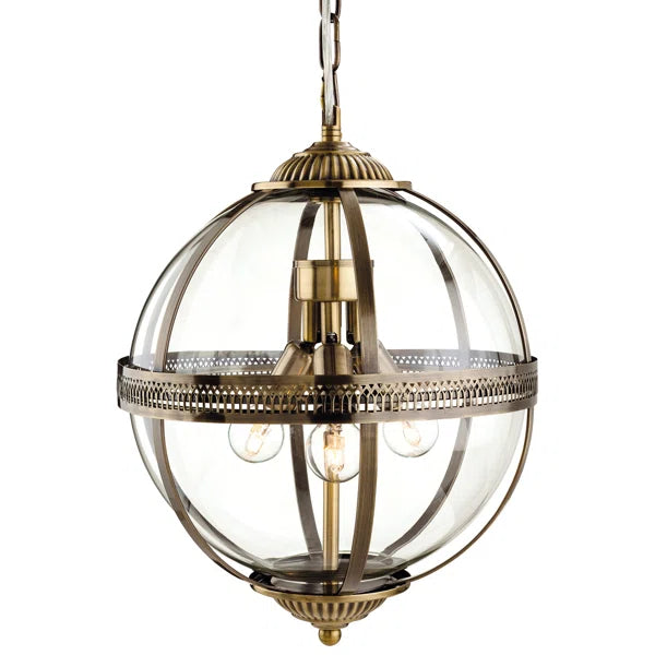 3 - Light Antique Brass Sphere Pendant