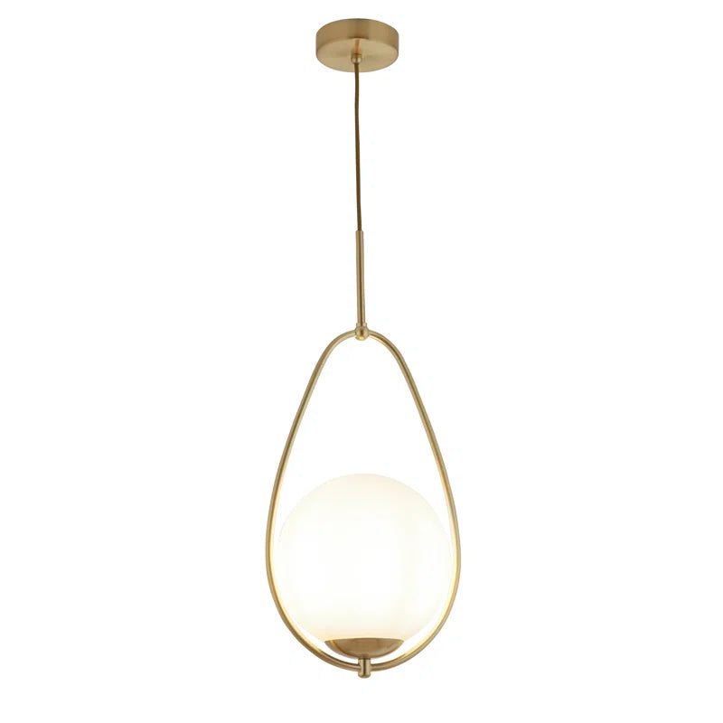 Modern Malchow LED pendant light by TheChandelierCo hanging with sleek design and illuminated LED bulb for stylish lighting.