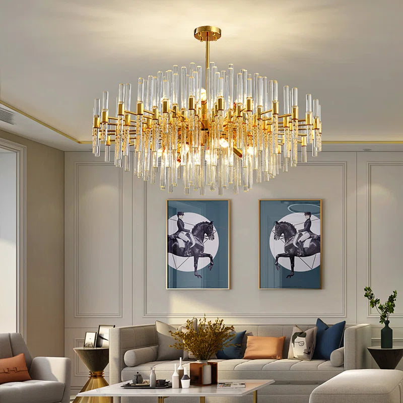 Elegant Mchugh 18 light chandelier by TheChandelierCo with intricate metal framework and multiple glass shades hanging from a classic design.