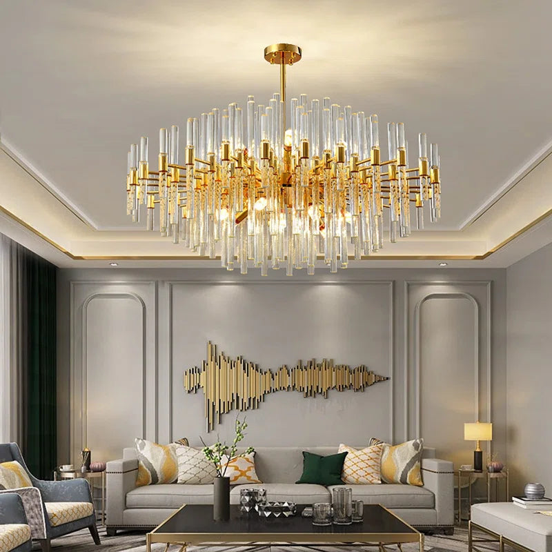 Elegant Mchugh 18 light chandelier by TheChandelierCo with multiple hanging lights and a modern design.
