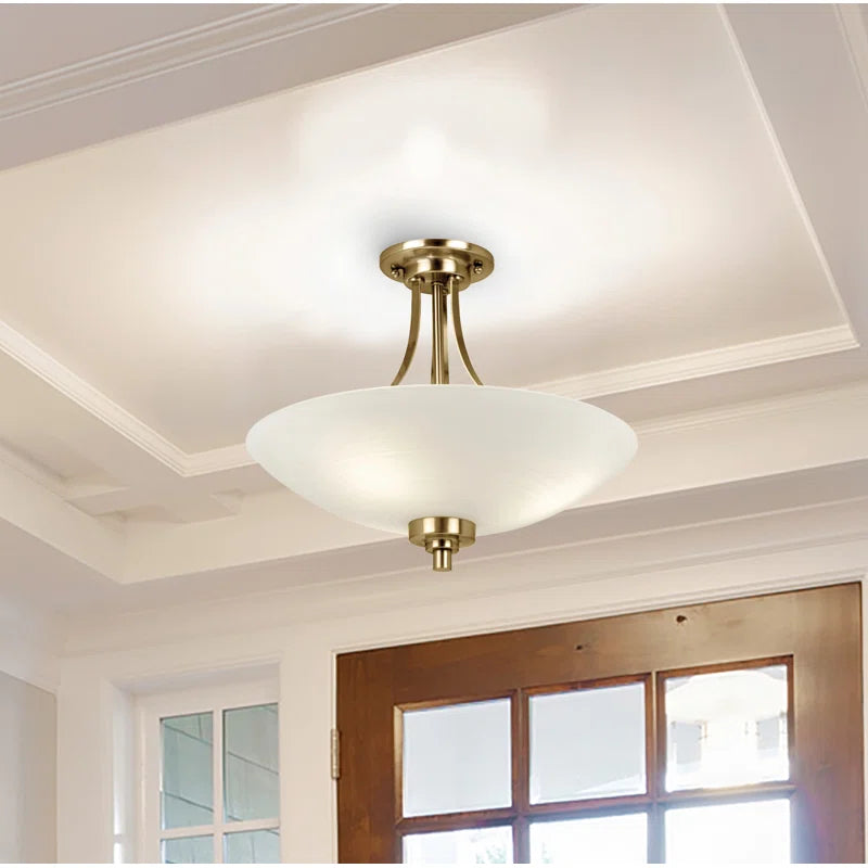 Miltiades glass semi-flush mount ceiling light by TheChandelierCo featuring clear glass shade and modern design.