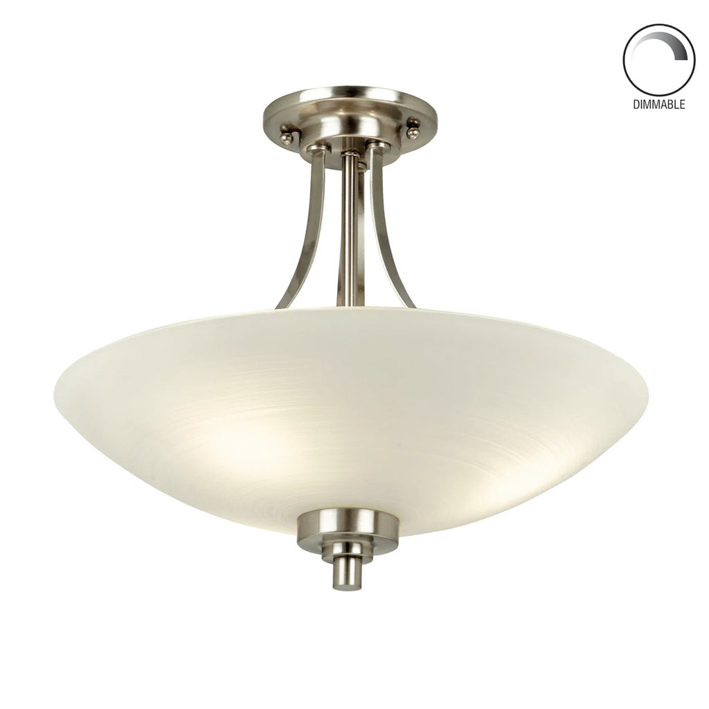 Miltiades glass semi-flush mount ceiling light by TheChandelierCo with clear glass shade and modern design.