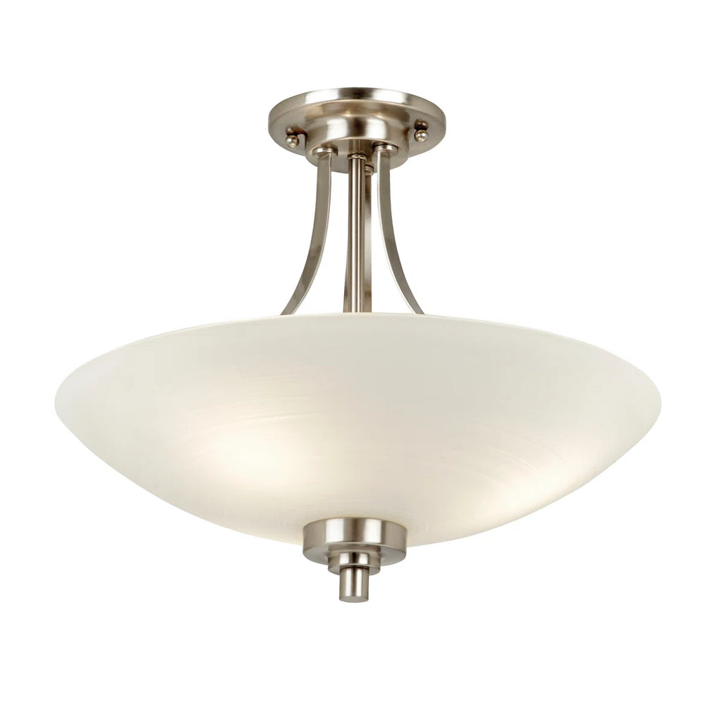 Miltiades glass semi-flush mount ceiling light by TheChandelierCo featuring a clear glass shade and modern design.